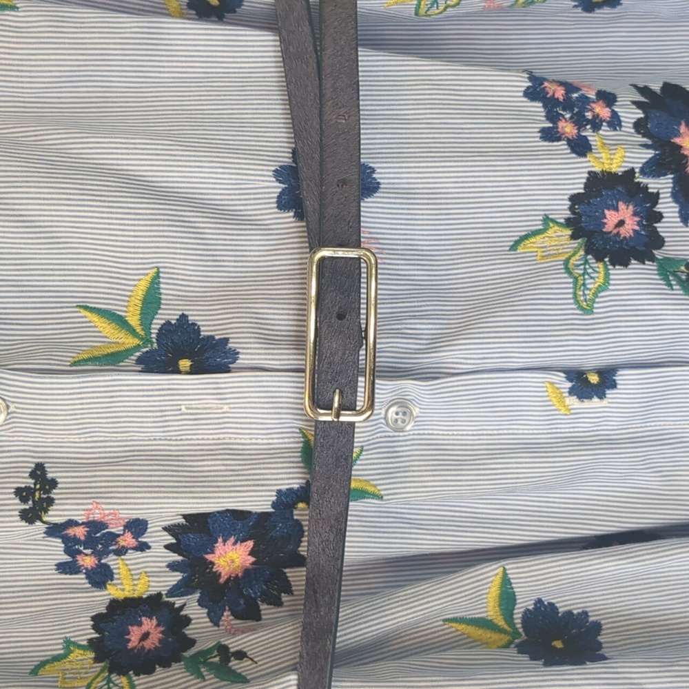 Mixed material floral embroidered shirt dress - Picture 3 of 4